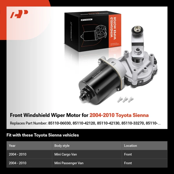 Front Windshield Wiper Motor for 2004-2010 Toyota Sienna