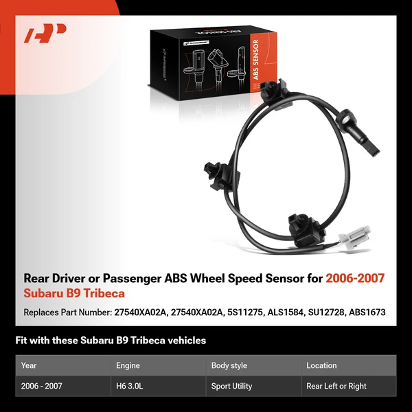 Rear Driver or Passenger ABS Wheel Speed Sensor for 2006-2007 Subaru B9 Tribeca