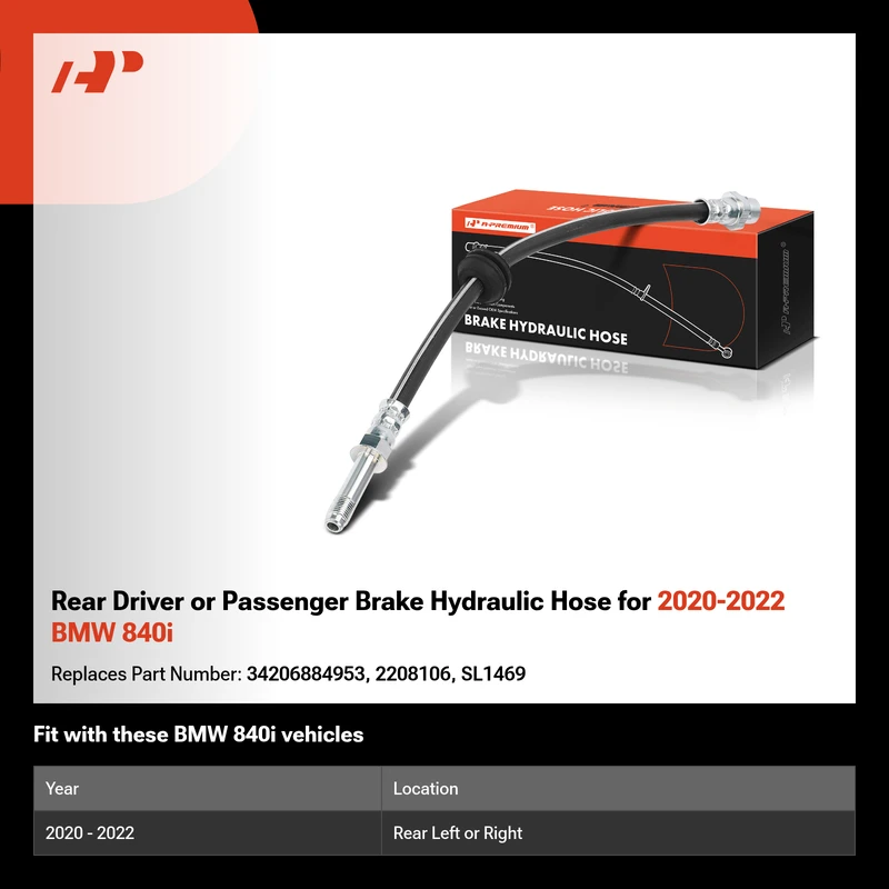 Rear Driver or Passenger Brake Hydraulic Hose for 2020-2022 BMW 840i