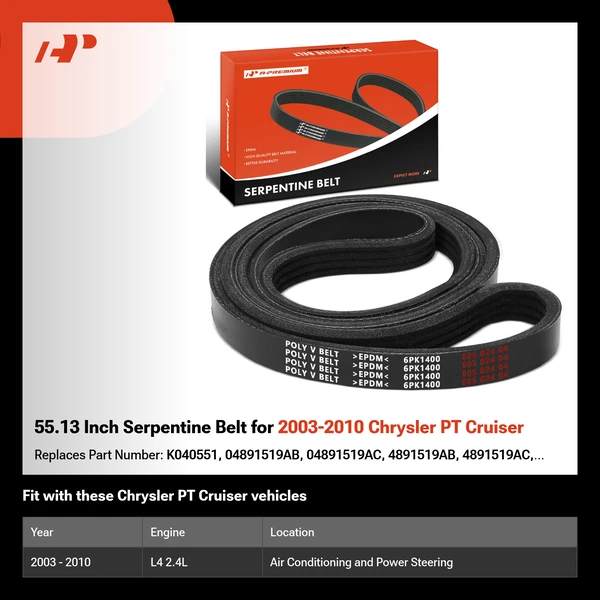 55.13 Inch Serpentine Belt for 2003-2010 Chrysler PT Cruiser