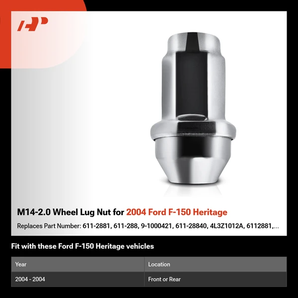 M14-2.0 Wheel Lug Nut for 2004 Ford F-150 Heritage