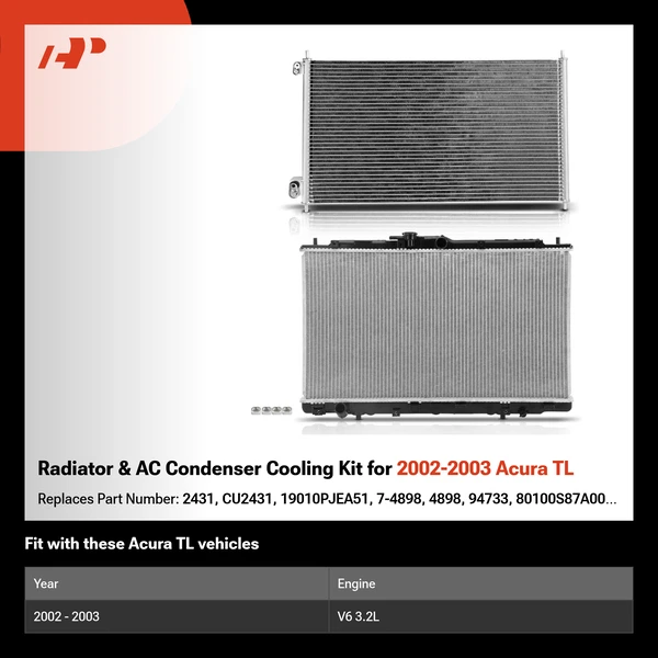 Radiator & AC Condenser Cooling Kit for 2002-2003 Acura TL