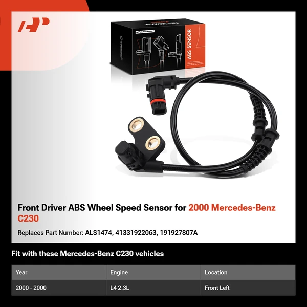 Front Driver ABS Wheel Speed Sensor for 2000 Mercedes-Benz C230
