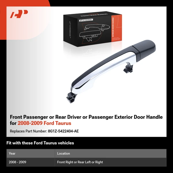 Front Passenger or Rear Driver or Passenger Exterior Door Handle for 2008-2009 Ford Taurus