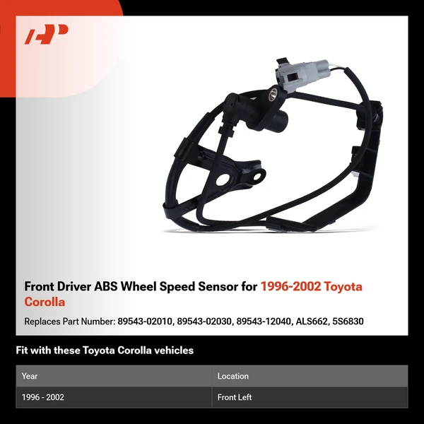 Front Driver ABS Wheel Speed Sensor for 1996-2002 Toyota Corolla