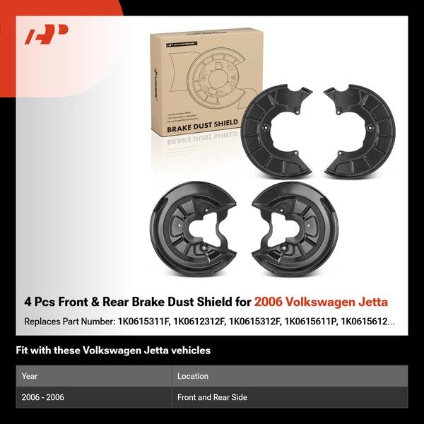 4 Pcs Front & Rear Brake Dust Shield for 2006 Volkswagen Jetta