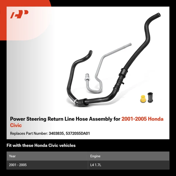 Power Steering Return Line Hose Assembly for 2001-2005 Honda Civic