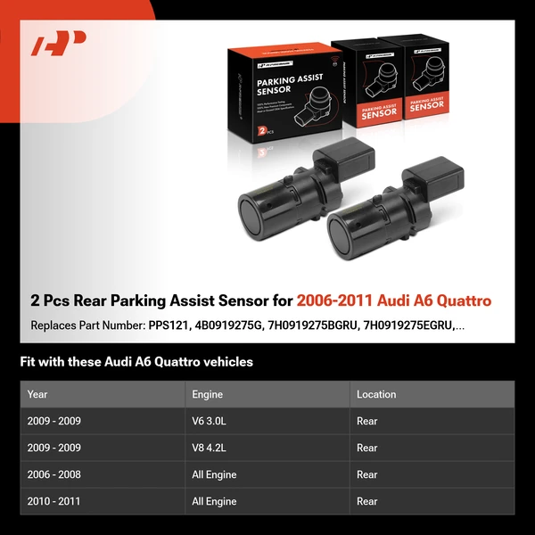 2 Pcs Rear Parking Assist Sensor for 2006-2011 Audi A6 Quattro