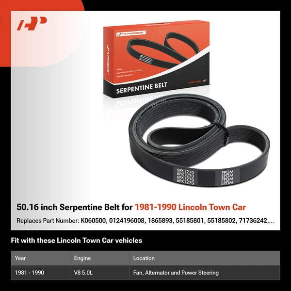 50.16 inch Serpentine Belt for 1981-1990 Lincoln Town Car