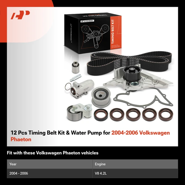 12 Pcs Timing Belt Kit & Water Pump for 2004-2006 Volkswagen Phaeton