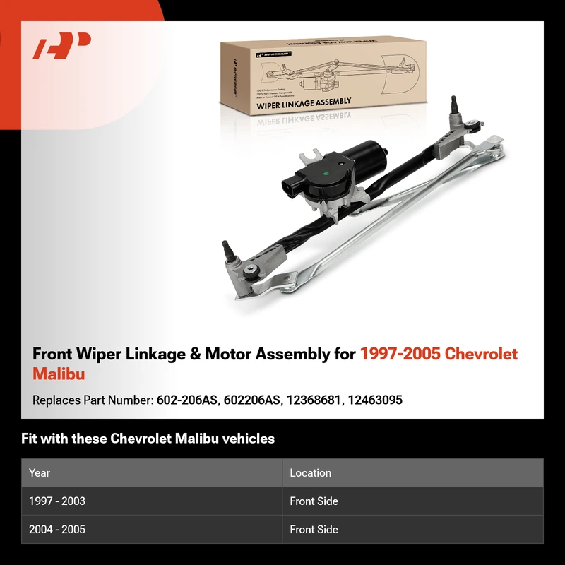 Front Wiper Linkage & Motor Assembly for 1997-2005 Chevrolet Malibu