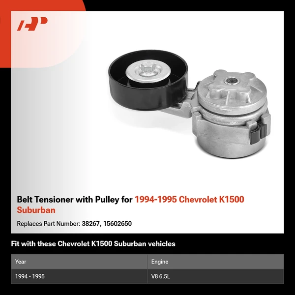 Belt Tensioner with Pulley for 1994-1995 Chevrolet K1500 Suburban