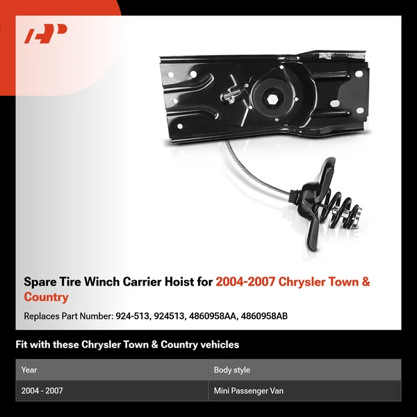 Spare Tire Winch Carrier Hoist for 2004-2007 Chrysler Town & Country