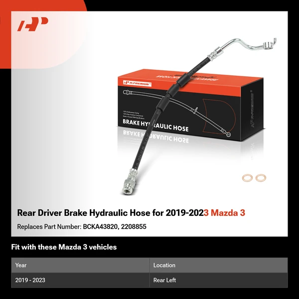 Rear Driver Brake Hydraulic Hose for 2019-2023 Mazda 3