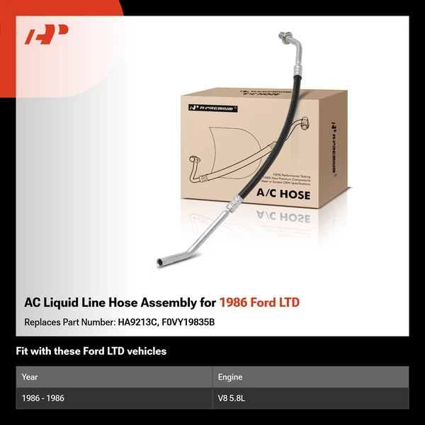 AC Liquid Line Hose Assembly for 1986 Ford LTD