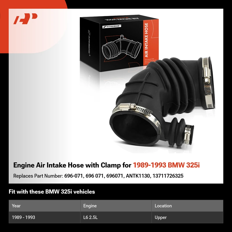 Engine Air Intake Hose with Clamp for 1989-1993 BMW 325i