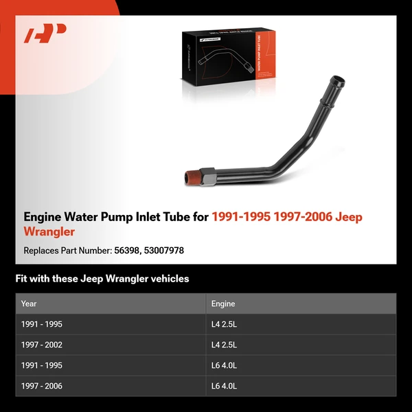 Engine Water Pump Inlet Tube for 1991-1995 1997-2006 Jeep Wrangler