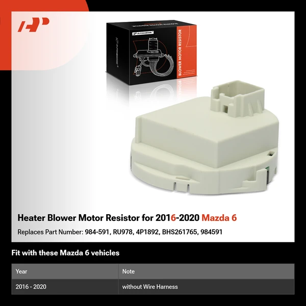 Heater Blower Motor Resistor for 2016-2020 Mazda 6