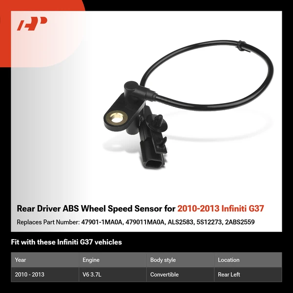 Rear Driver ABS Wheel Speed Sensor for 2010-2013 Infiniti G37