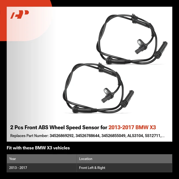 2 Pcs Front ABS Wheel Speed Sensor for 2013-2017 BMW X3