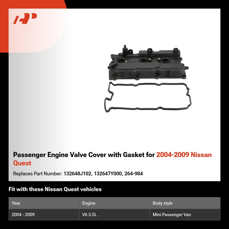 Passenger Engine Valve Cover with Gasket for 2004-2009 Nissan Quest