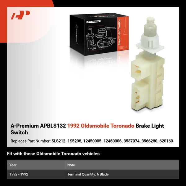 A-Premium APBLS132 1992 Oldsmobile Toronado Brake Light Switch