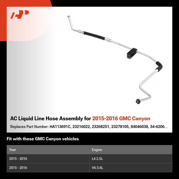 AC Liquid Line Hose Assembly for 2015-2016 GMC Canyon