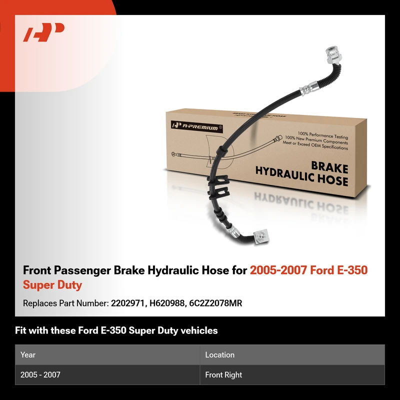 Front Passenger Brake Hydraulic Hose for 2005-2007 Ford E-350 Super Duty