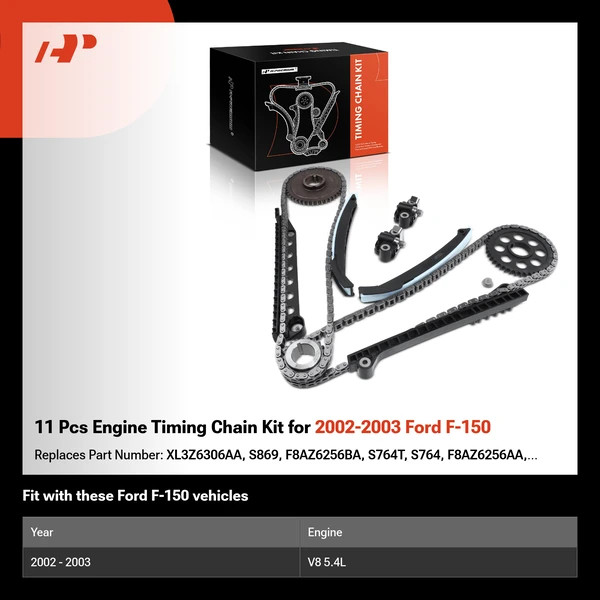 11 Pcs Engine Timing Chain Kit for 2002-2003 Ford F-150