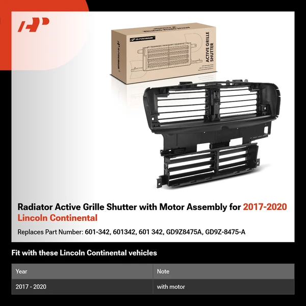 Radiator Active Grille Shutter with Motor Assembly for 2017-2020 Lincoln Continental