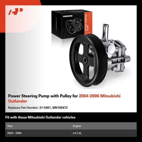 Power Steering Pump with Pulley for 2004-2006 Mitsubishi Outlander