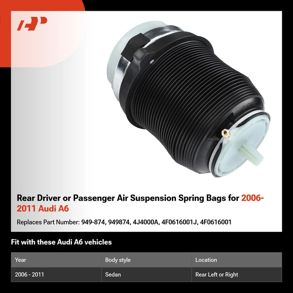 Rear Driver or Passenger Air Suspension Spring Bags for 2006-2011 Audi A6