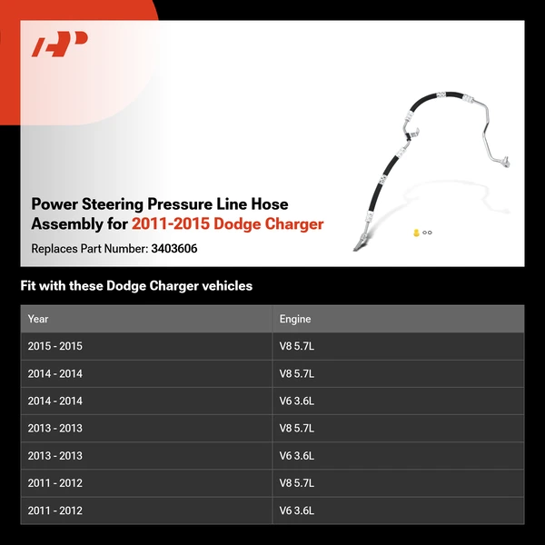 Power Steering Pressure Line Hose Assembly for 2011-2015 Dodge Charger