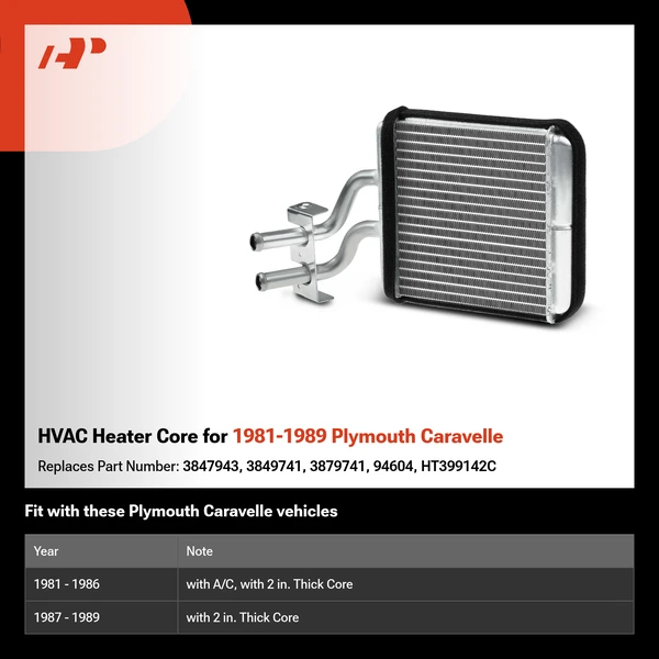 HVAC Heater Core for 1981-1989 Plymouth Caravelle
