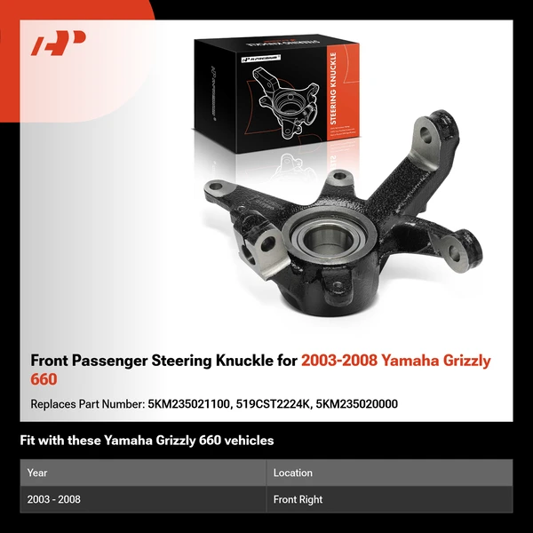 Front Passenger Steering Knuckle for 2003-2008 Yamaha Grizzly 660