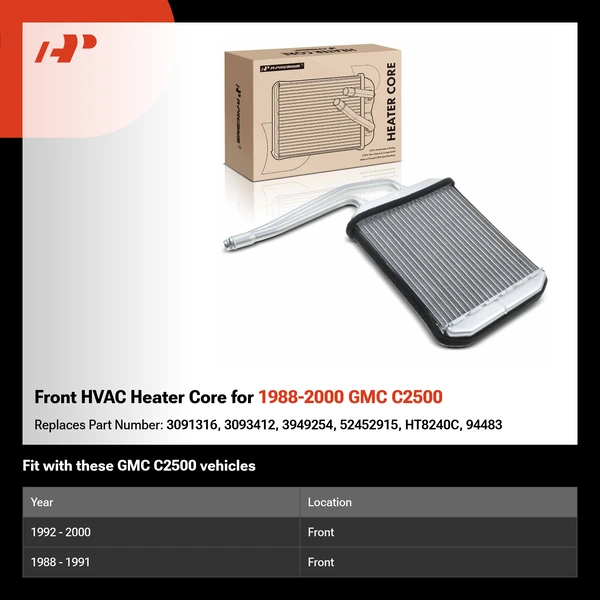 Front HVAC Heater Core for 1988-2000 GMC C2500