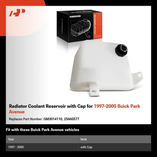 Radiator Coolant Reservoir with Cap for 1997-2005 Buick Park Avenue