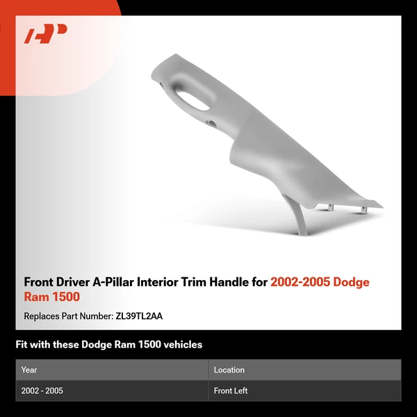 Front Driver A-Pillar Interior Trim Handle for 2002-2005 Dodge Ram 1500