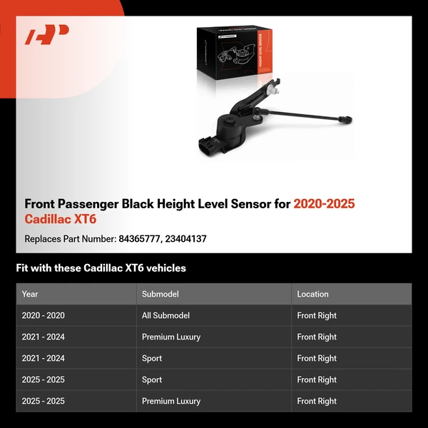 Front Passenger Black Height Level Sensor for 2020-2025 Cadillac XT6