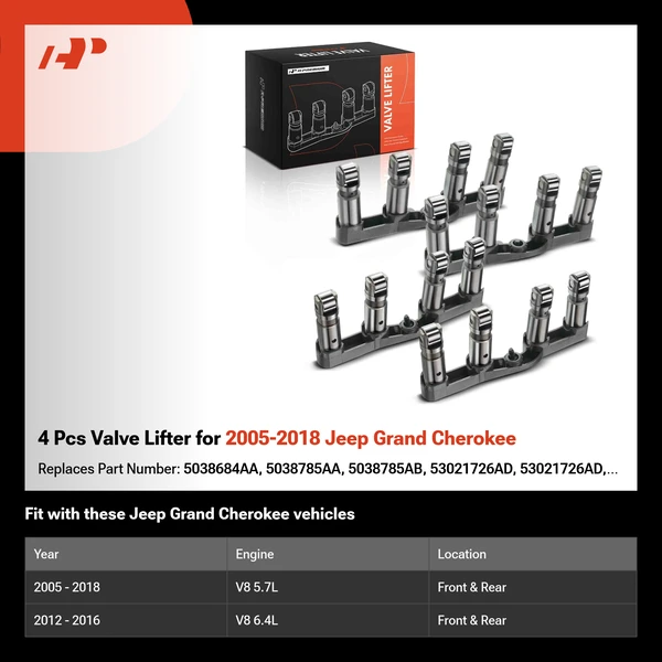 4 Pcs Valve Lifter for 2005-2018 Jeep Grand Cherokee