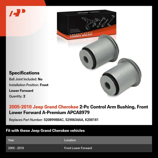 2005-2010 Jeep Grand Cherokee 2-Pc Control Arm Bushing, Front Lower Forward A-Premium APCA8979