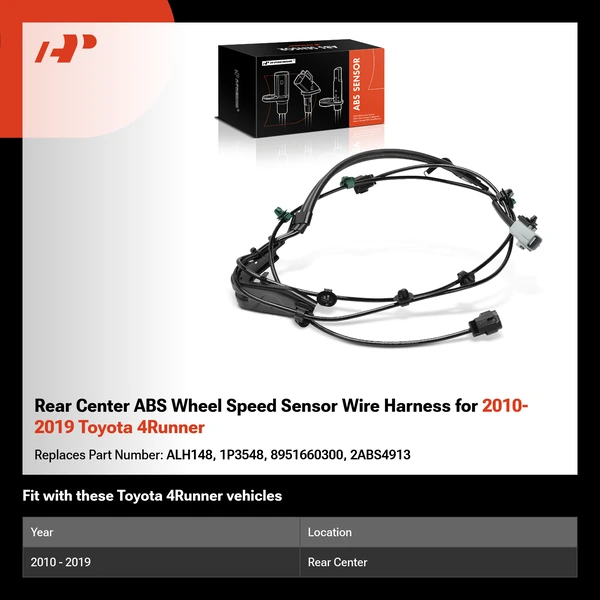 Rear Center ABS Wheel Speed Sensor Wire Harness for 2010-2019 Toyota 4Runner