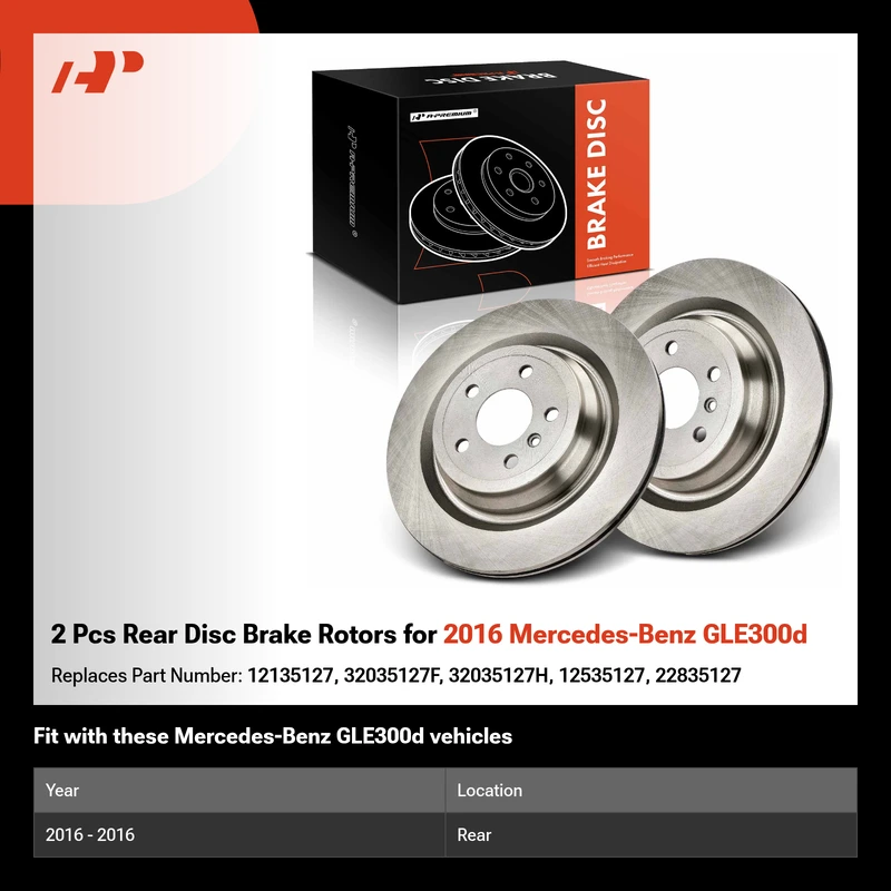 2 Pcs Rear Disc Brake Rotors for 2016 Mercedes-Benz GLE300d