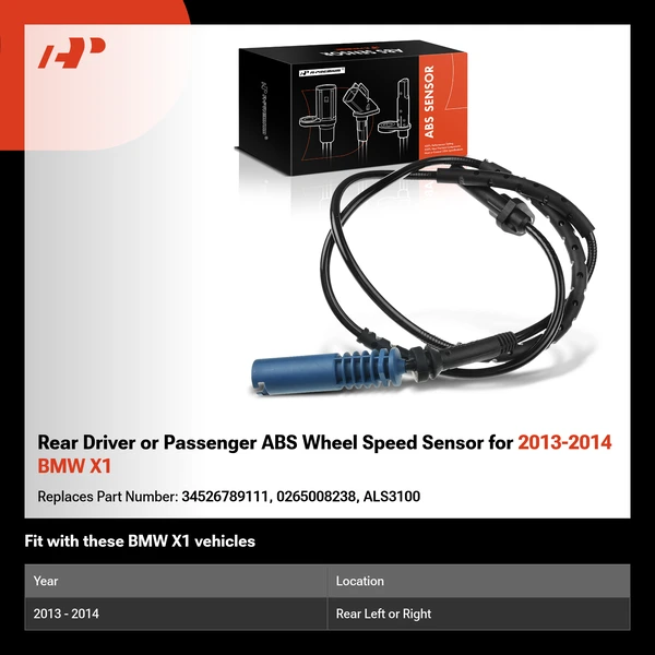 Rear Driver or Passenger ABS Wheel Speed Sensor for 2013-2014 BMW X1
