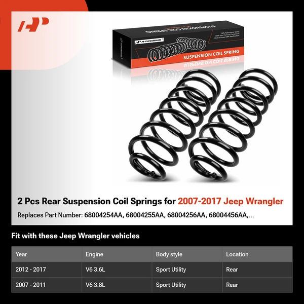 2 Pcs Rear Suspension Coil Springs for 2007-2017 Jeep Wrangler