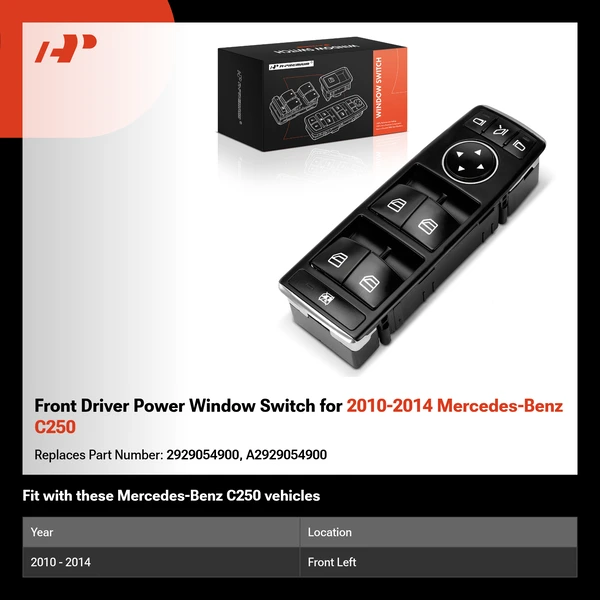 Front Driver Power Window Switch for 2010-2014 Mercedes-Benz C250