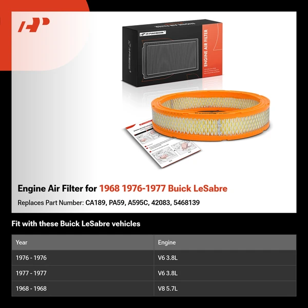 Engine Air Filter for 1968 1976-1977 Buick LeSabre