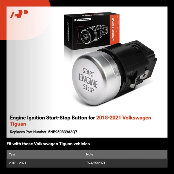 Engine Ignition Start-Stop Button for 2018-2021 Volkswagen Tiguan