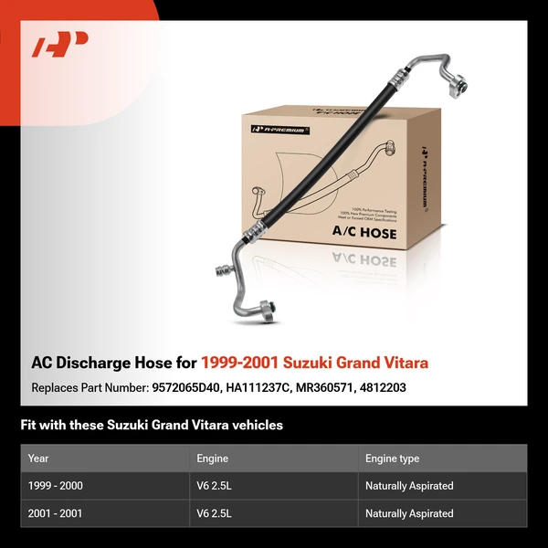 AC Discharge Hose for 1999-2001 Suzuki Grand Vitara