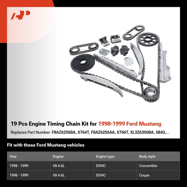 19 Pcs Engine Timing Chain Kit for 1998-1999 Ford Mustang